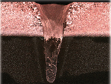 Cross section Copper - Steel overlap joint